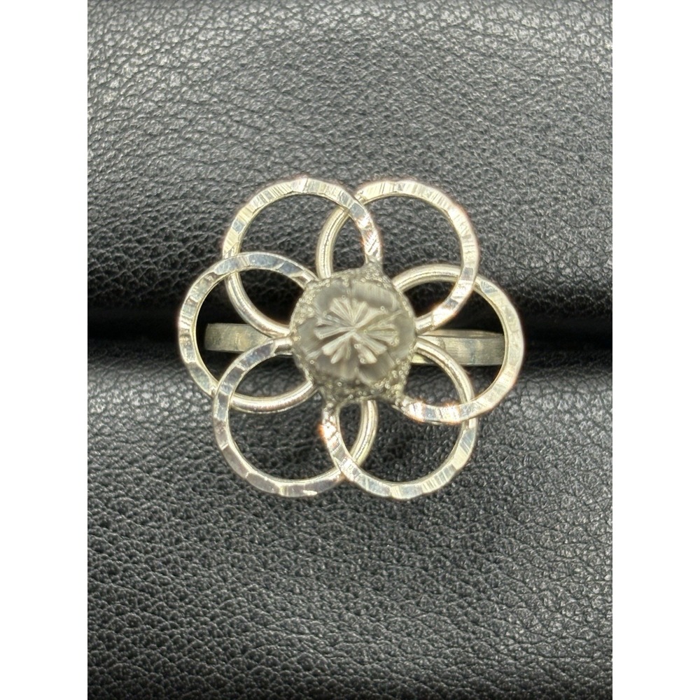 EUC Sterling Silver Scroll Flower Ring Size 10.25 G7